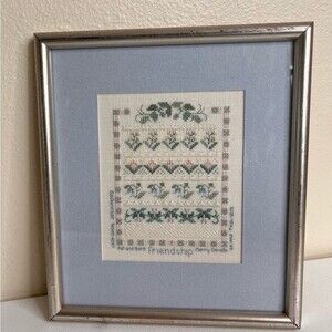 Vintage 1990s Framed Friendship Cross Stitch Thornebrook Gallery 9 X 10.5 Inches